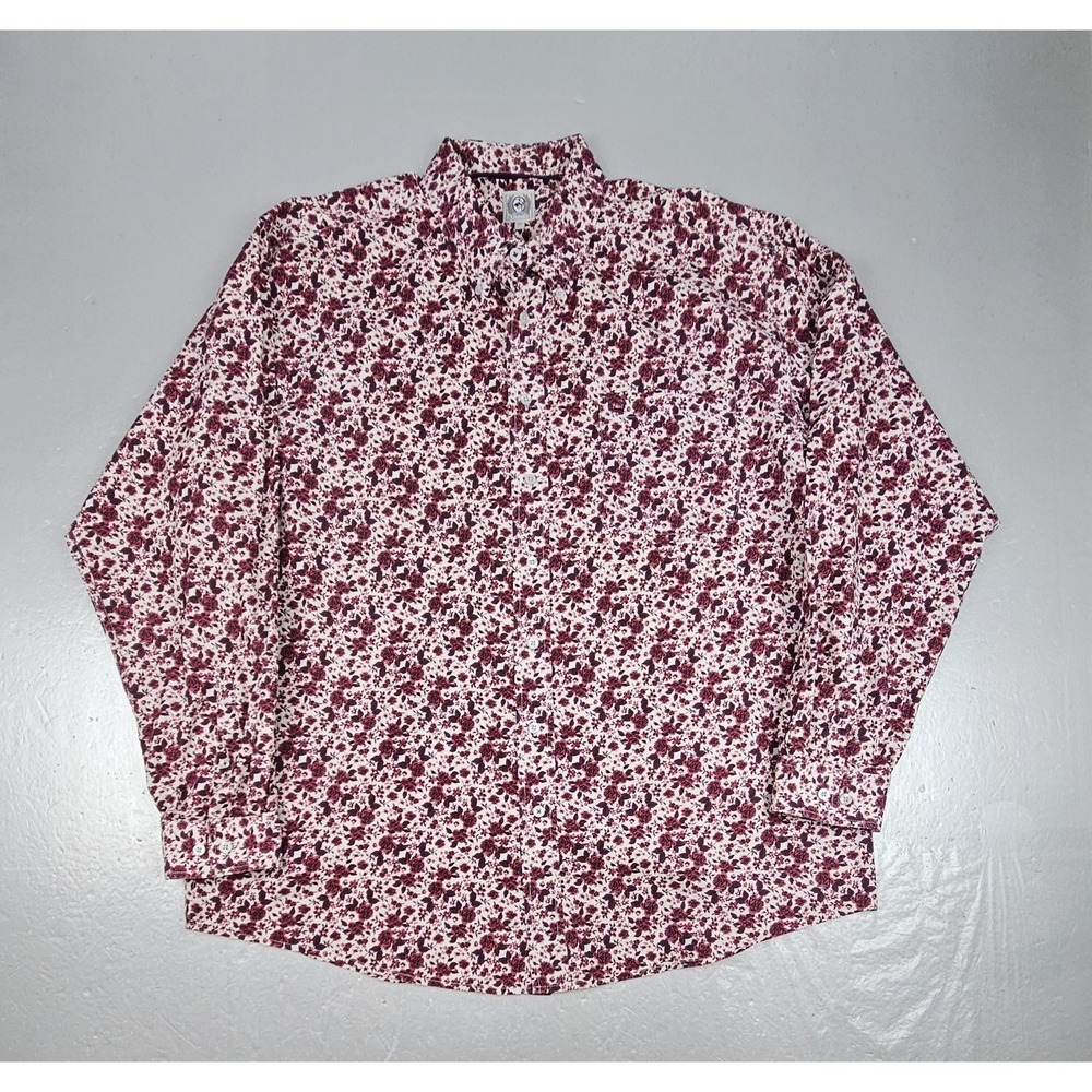 Cinch Floral Button Down Shirt Mens XL Pink Western Ranch Cowboy Longsleeve